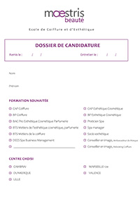 Dossier de candidature Maestris Beauté Valence